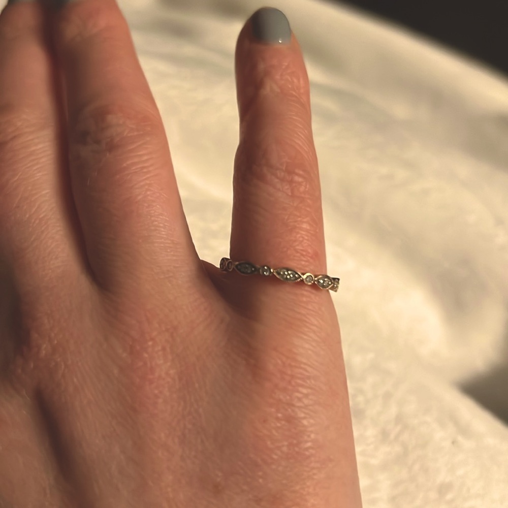Rose Gold Pave Band with diamonds.
